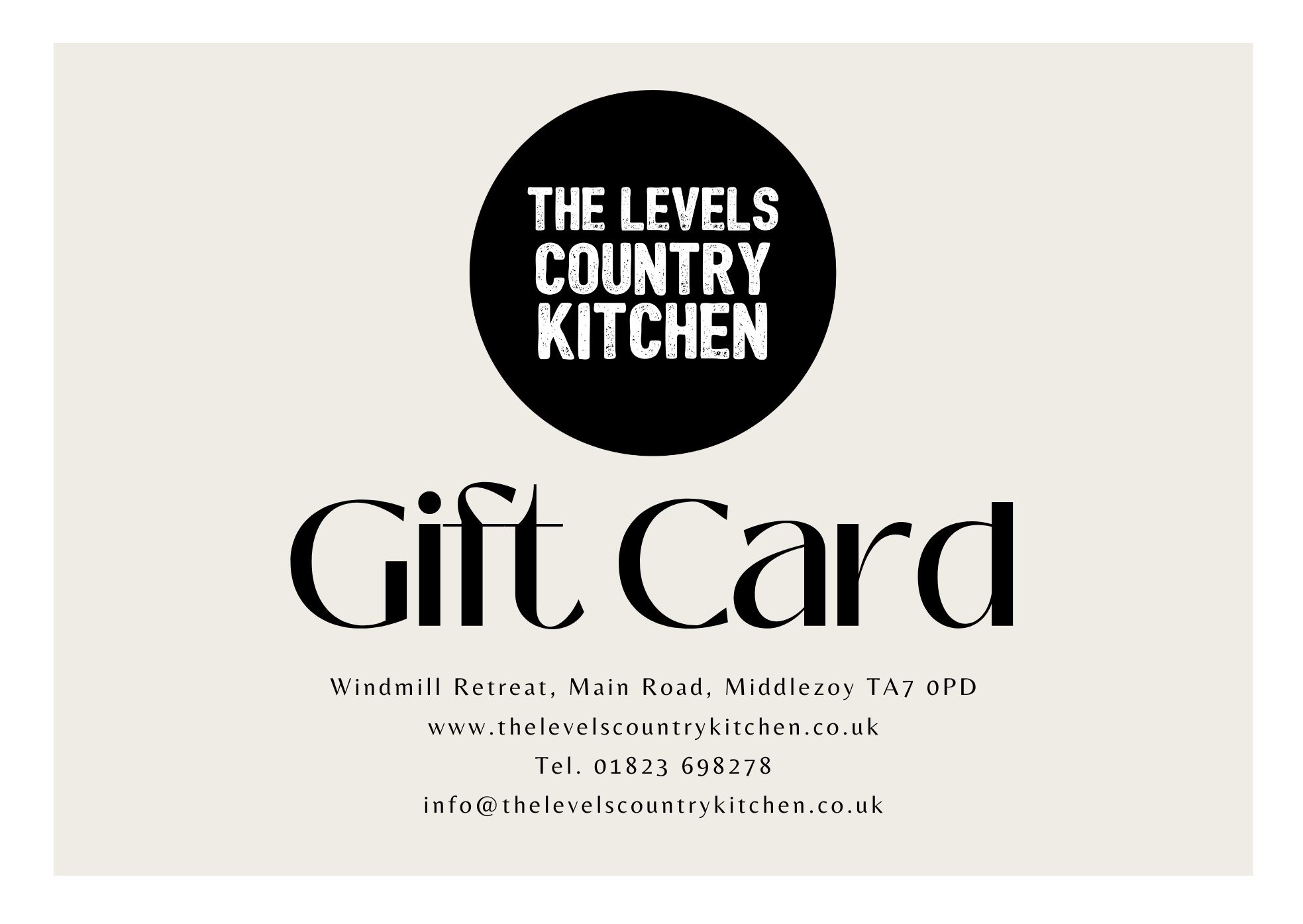 Gift Card The Levels Cafe