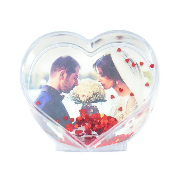 Personalised Glitter Heart Photo Block