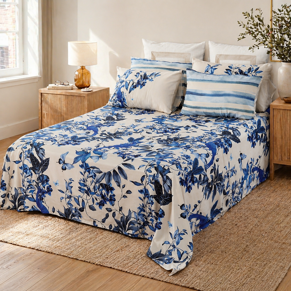 Thumbnail: Blue Jay 300 TC Cotton Premium Bed sheet set (1 Flat sheet + 2 Pillow Cases)