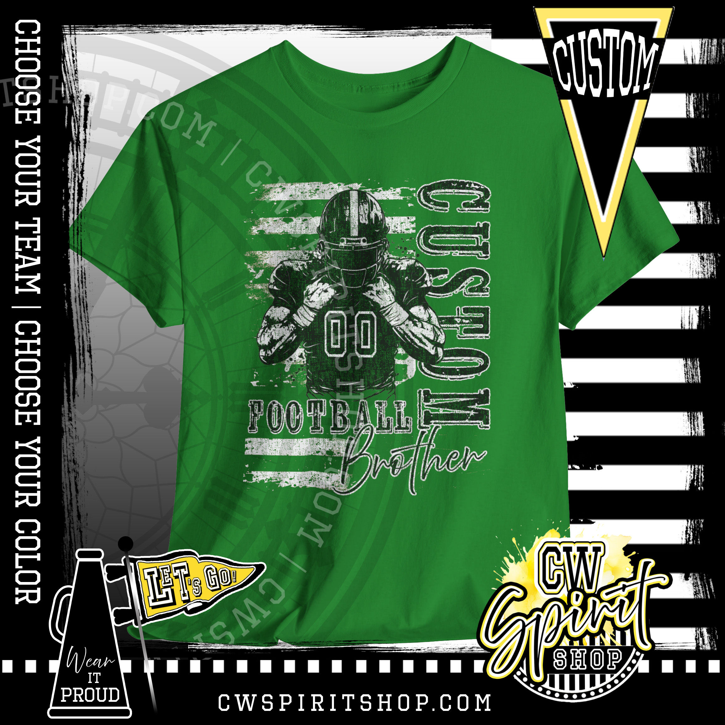 4311e FB Grunge Football Brother FB FOOTBALL