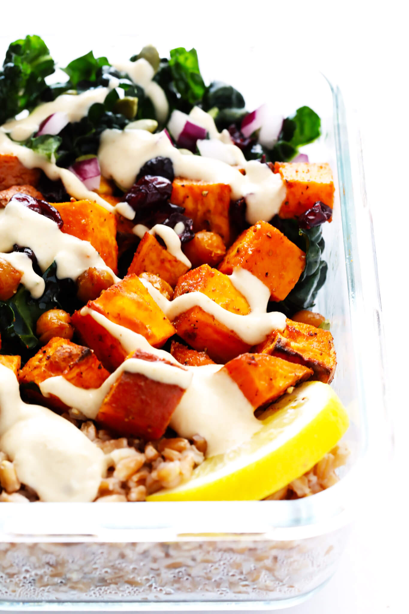 Roasted sweet potato and kale salad