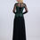 Thumbnail: Green Embroidered Illusion Long Sleeves Column Gown