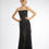 Thumbnail: Black Embroidered Lace Strapless Belted Gown