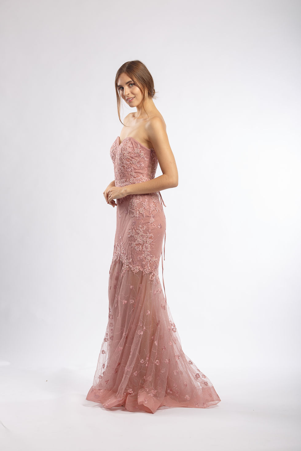 Thumbnail: Blush Embellished Strapless Mermaid Gown