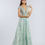 Thumbnail: Turquoise Embellished Cap Sleeves Plunge Neck A-Line Gown