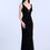 Thumbnail: Black Embellished Plunge Neck Tassel Gown