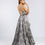 Thumbnail: Black & White All Romance Rhinestone Metallic Floral Jacquard High Low Gown