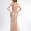Thumbnail: Blush Beaded High Neck Cold Shoulder Trumpet Gown