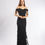 Thumbnail: Black Lace Appliqué Off Shoulder Column Gown
