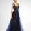 Thumbnail: Dark Blue Embellished Sleeveless A-Line Evening Gown
