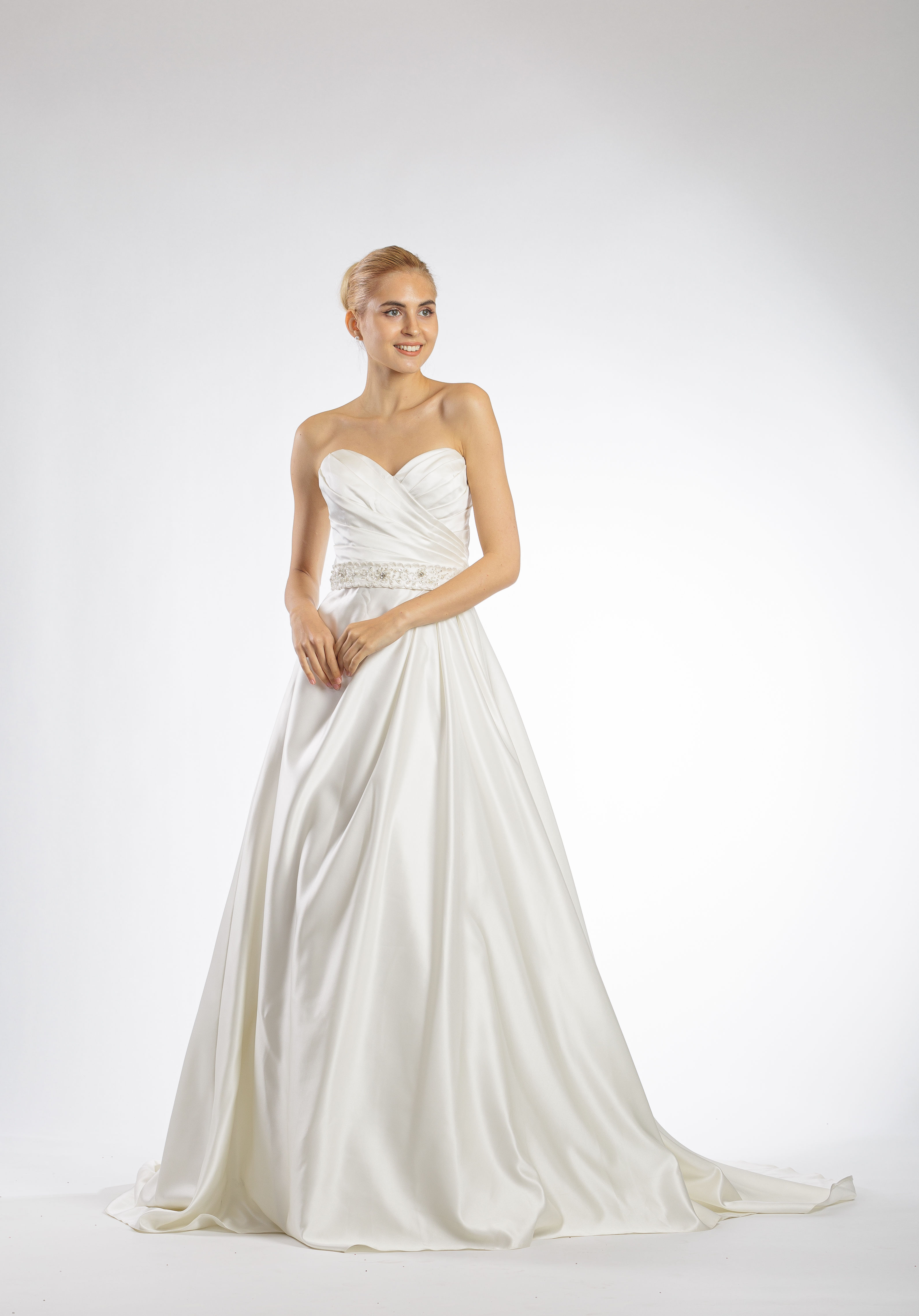 Pleated Strapless Sweetheart Gown