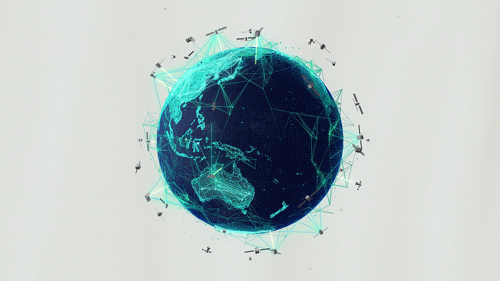 Eine grafische Darstellung der Erde um die vernetzte Satelliten kreisen