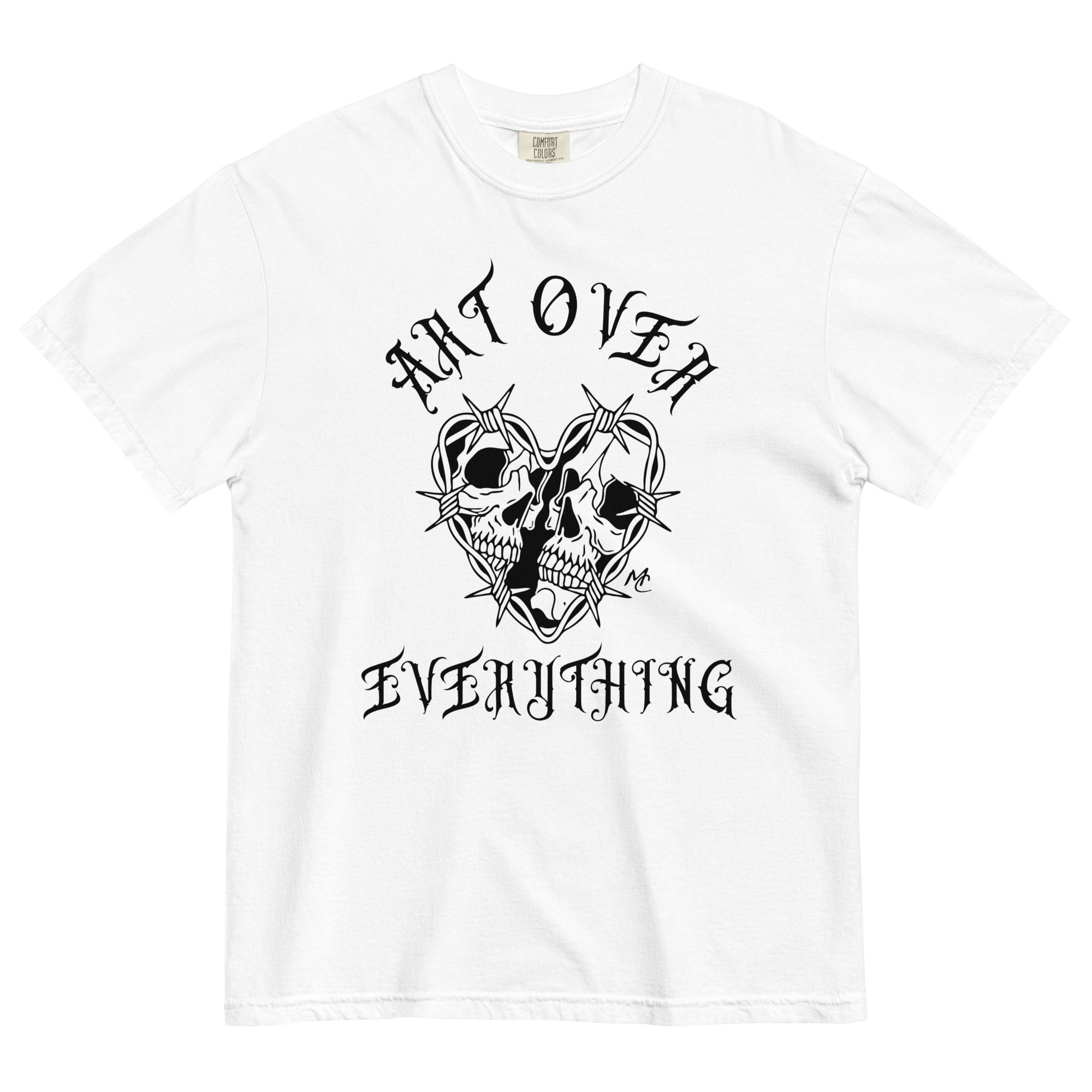 Art Over Everything Skull Heart Heavy Weight Comfort Colors White