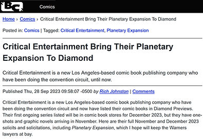 Bleeding Cool Critical Entertainment Article