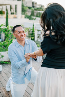Romantic surprise marriage proposal in Bodrum, Turkey during sunset