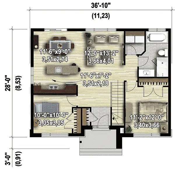 Miniatura: 92m2 Plan 80775PM