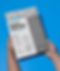 Graphic of a blue background featuring hands holding paper which has the title of the policy brief on it. 