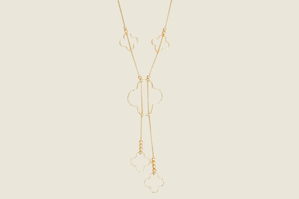 Thumbnail: "Regalia" Long Metal Clover Cut Out Necklace