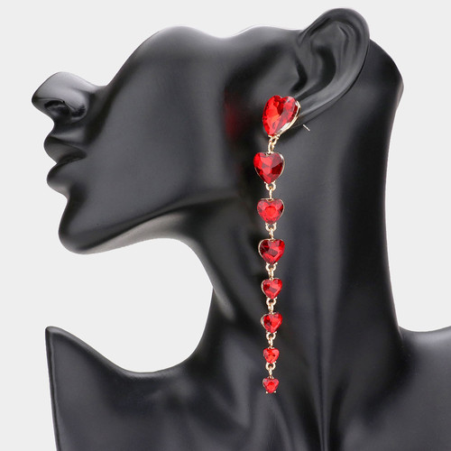 "Heart Drop" Red Heart Drop Earrings Neckology 101