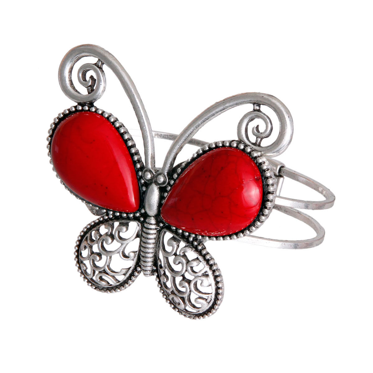 "Pilar" Red Butterfly Cuff Bracelet