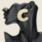 Gold crescent hoop earrings covered in pearls from The Sovereign Collection by Neckology 101.