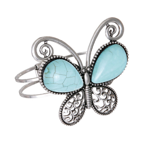 "Pilar" Turquoise Butterfly Cuff Bracelet Neckology 101