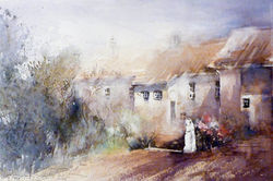 Christa Friedl - Amber Castle, Courtyard (watercolor detail)