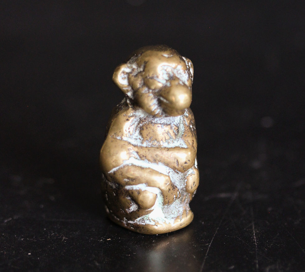 Küçük resim: İngiliz Antika Bronz Biblo - Maymun