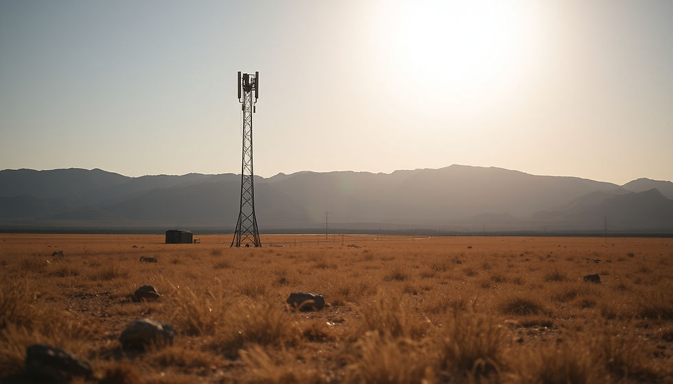 Eye-level view of a satellite dish used for rural internet