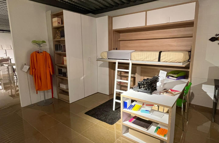 Dormitorio juvenil Modelo Life Box de Lagrama de 317,5x173x240H. Color blanco y nórdico. A