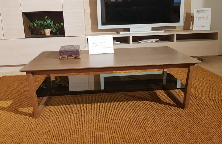 Mesa de centro Modelo Maralba de Celdá Diseño de 115x70 cm. Color nogal y cristal fumé. AN