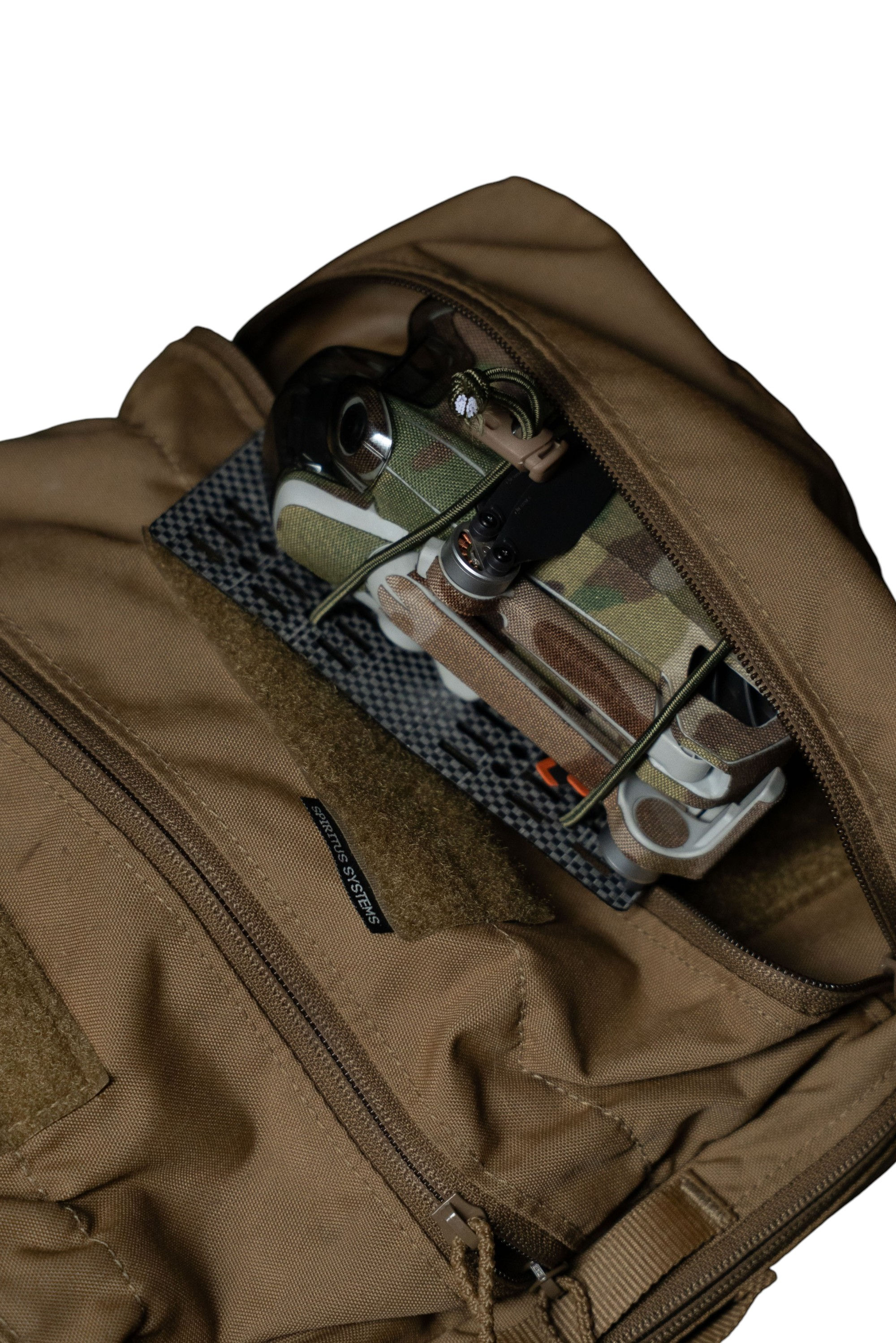 Drone Backer Side View From the Back Pack
