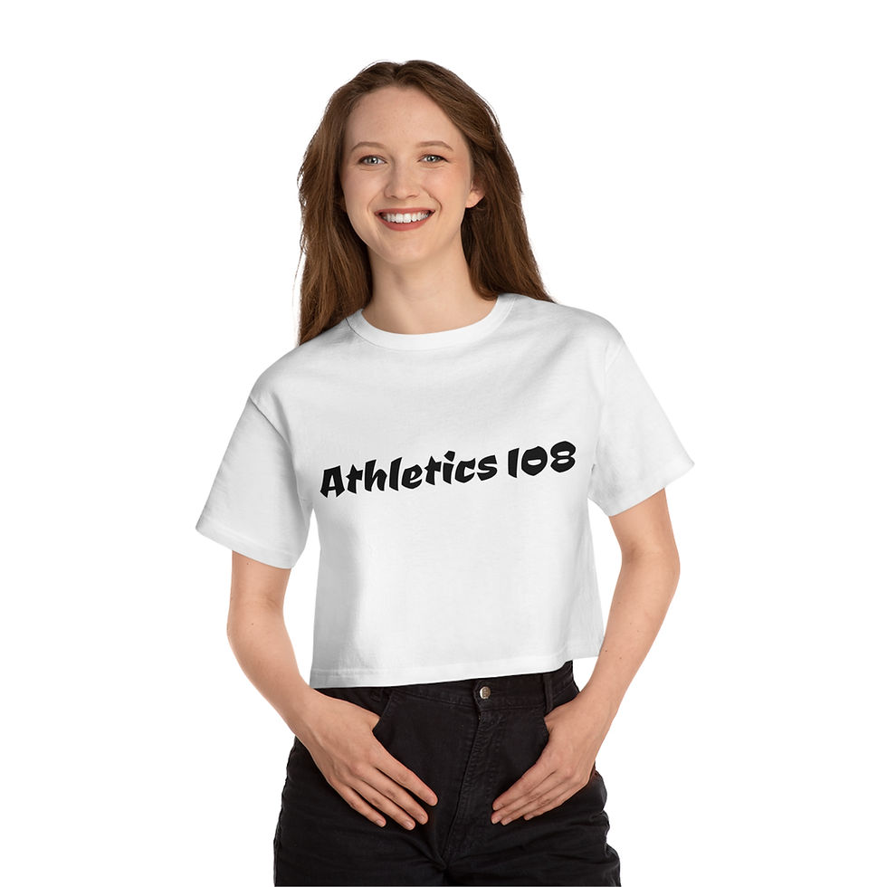 Thumbnail: Athletic Motivational Cropped T-Shirt - “Athletics 108” & “Workin.2.Win”
