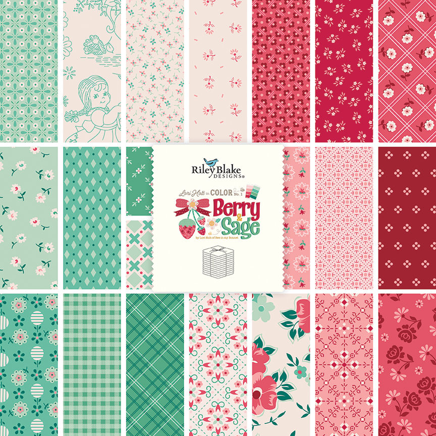 Thumbnail: Fat Quarter Bundle, Berry and Sage, Lori Holt Quilting Fabric, Summer Floral