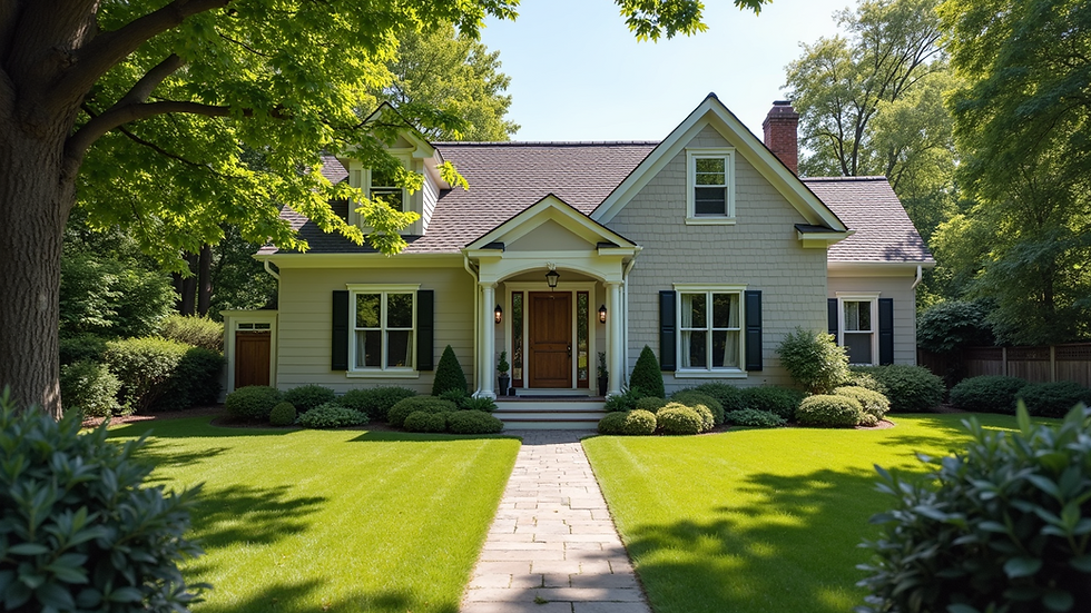 High angle view of a well-maintained home exterior