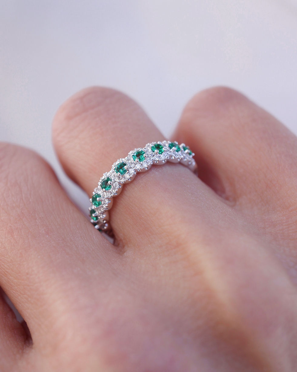Thumbnail: Gemstone and Diamond Halo Band