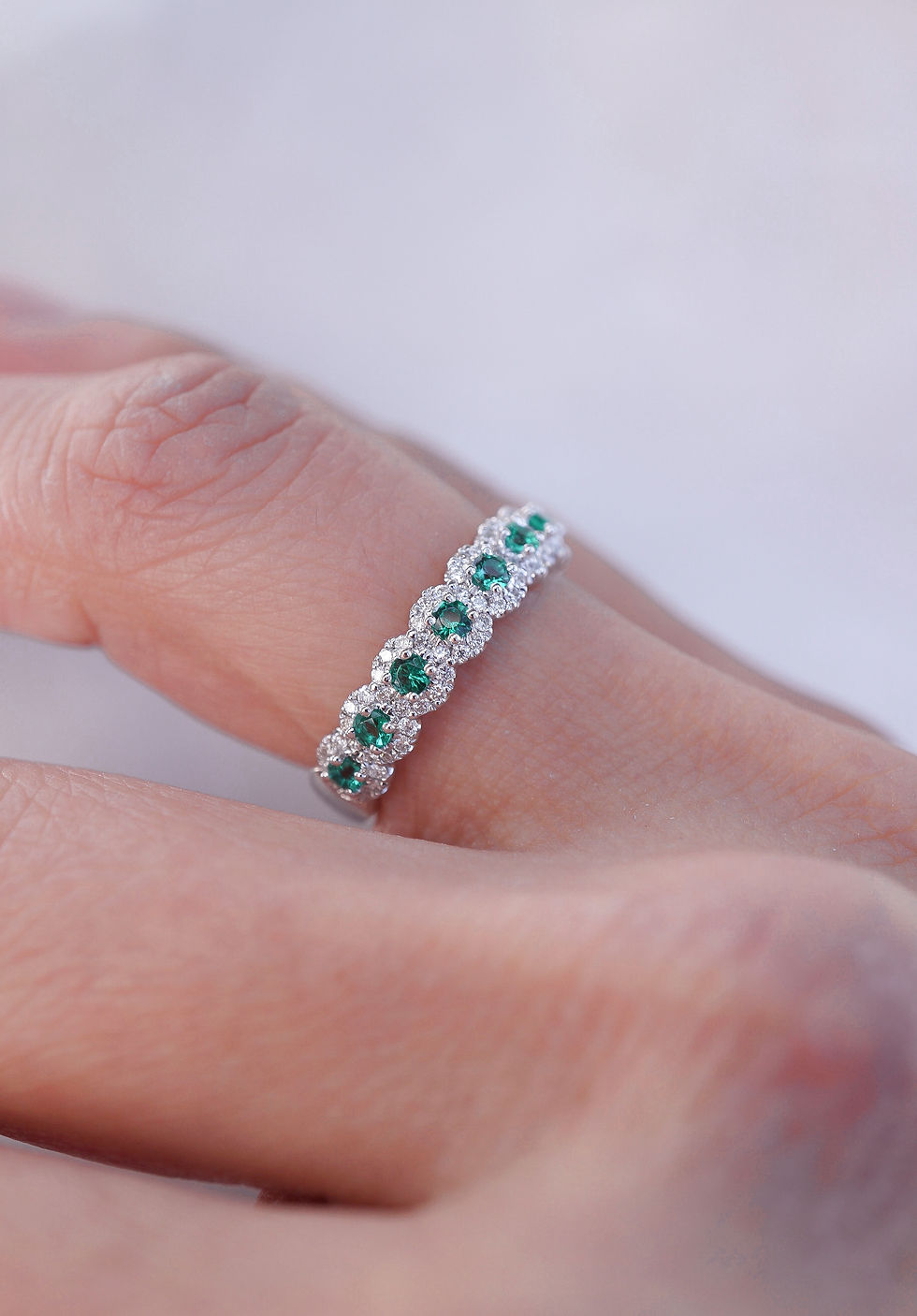 Thumbnail: Gemstone and Diamond Halo Band