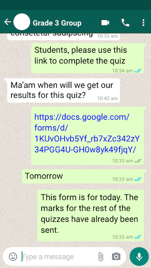 The Nalanda Project Learn from Home WhatsApp chat