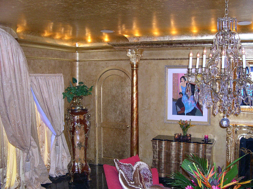 Gold leaf ceiling-gold plaster walls