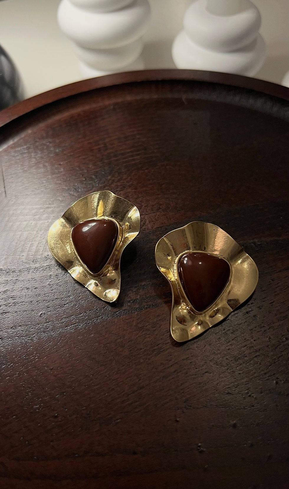 Küçük resim: Mineli Gold Vintage Altın Kaplama Küpe VIP