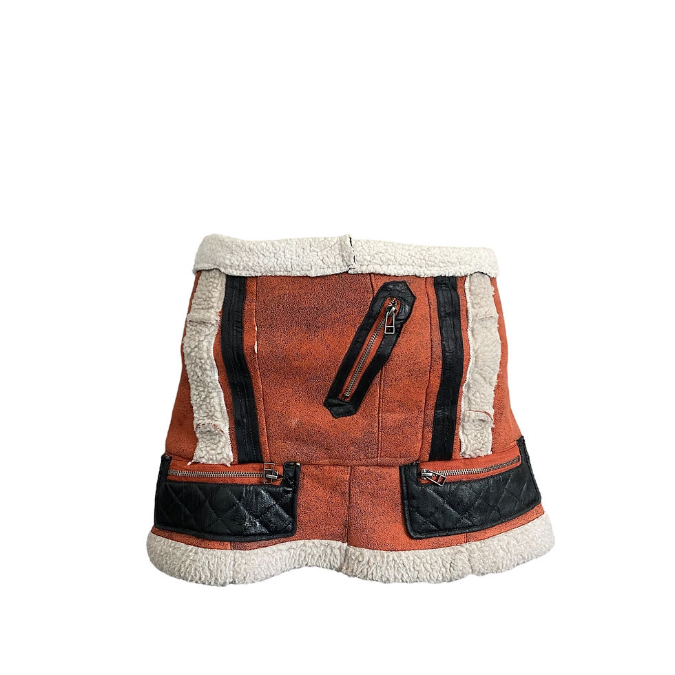 Miniatura: Conjunto Autoral Upcycling Saia e Top de Couro & pelúcia