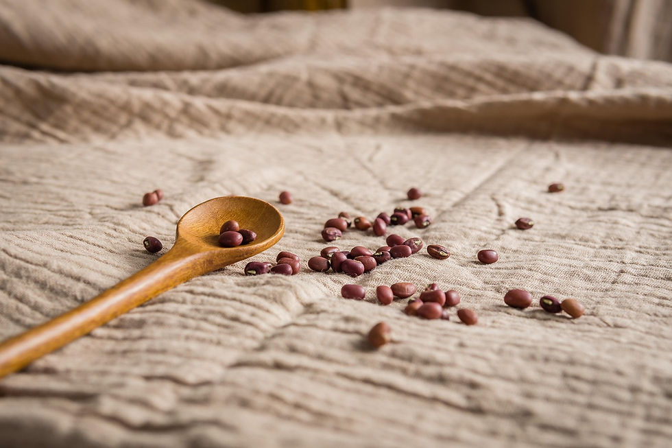 Raw red beans on a wooden spoon, a whole-food source of fiber and plant protein