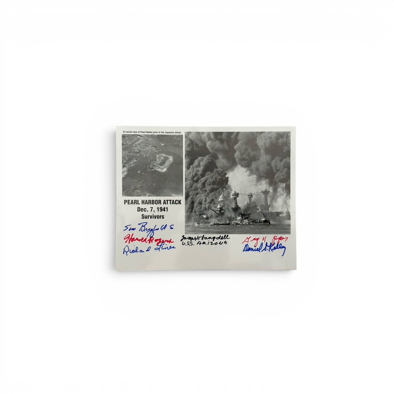 Six Signatures of Pearl Harbor Survivors on Photo