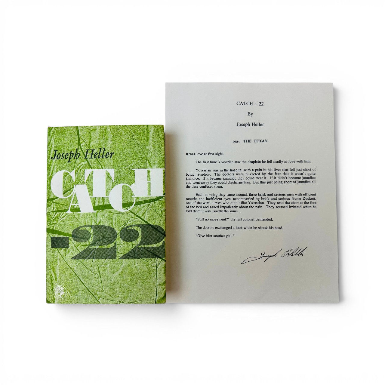 Joseph Heller - Catch 22 - First UK Edition 1962 - with signed transcript