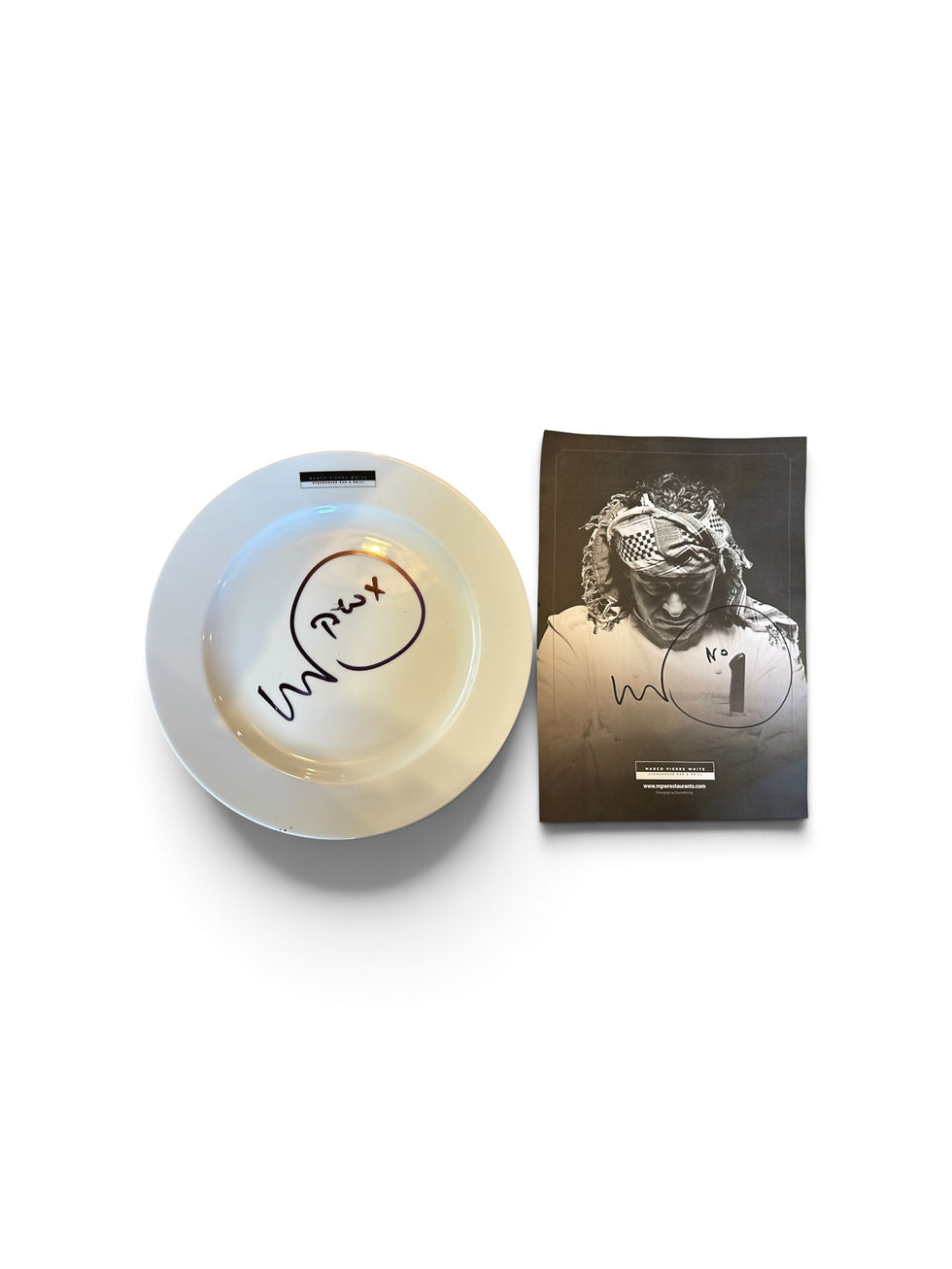 Thumbnail: Marco Pierre White signed restaurant plate and signed Marco Day menu