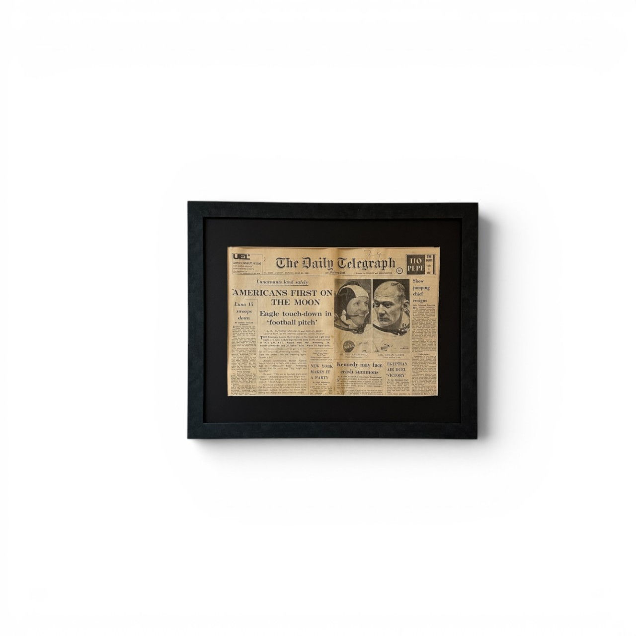 Daily Telegraph Newspaper - Apollo 11 Moon Landing - 21 July 1969 - Framed
