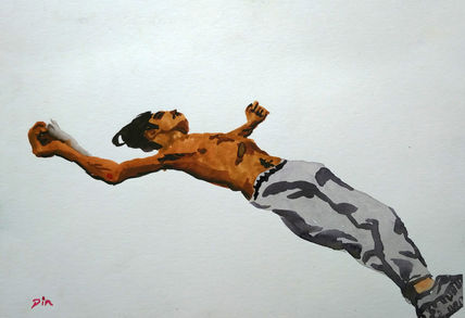 'Indigenous Man on the Street'. Watercolour on paper. 11" x 14". 2000.