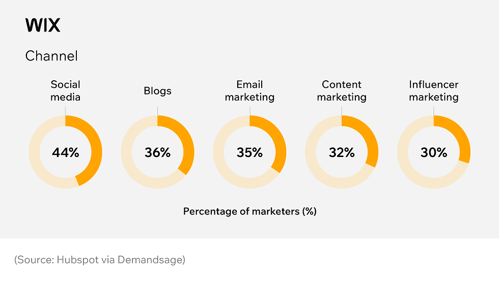 Most common marketing channels preferred by marketers
