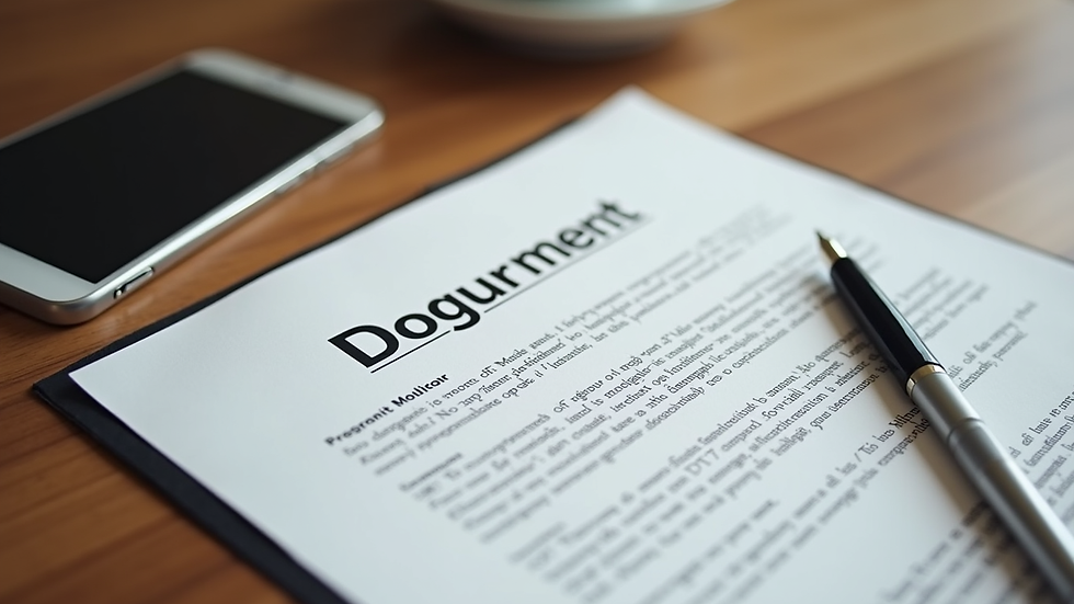 high angle view of a legal document and a pen on a wooden table