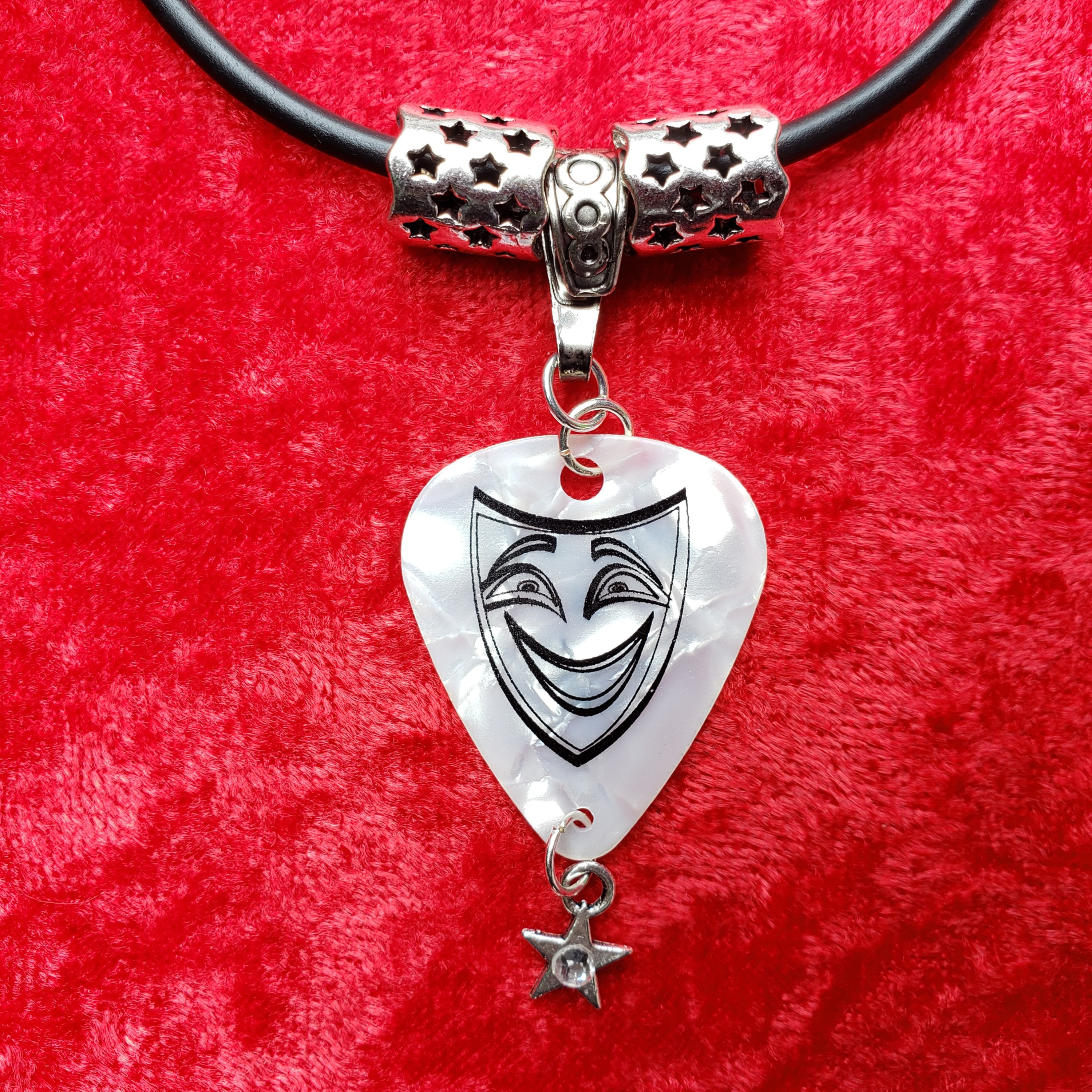 Comedy Mask Guitar Pick Necklace